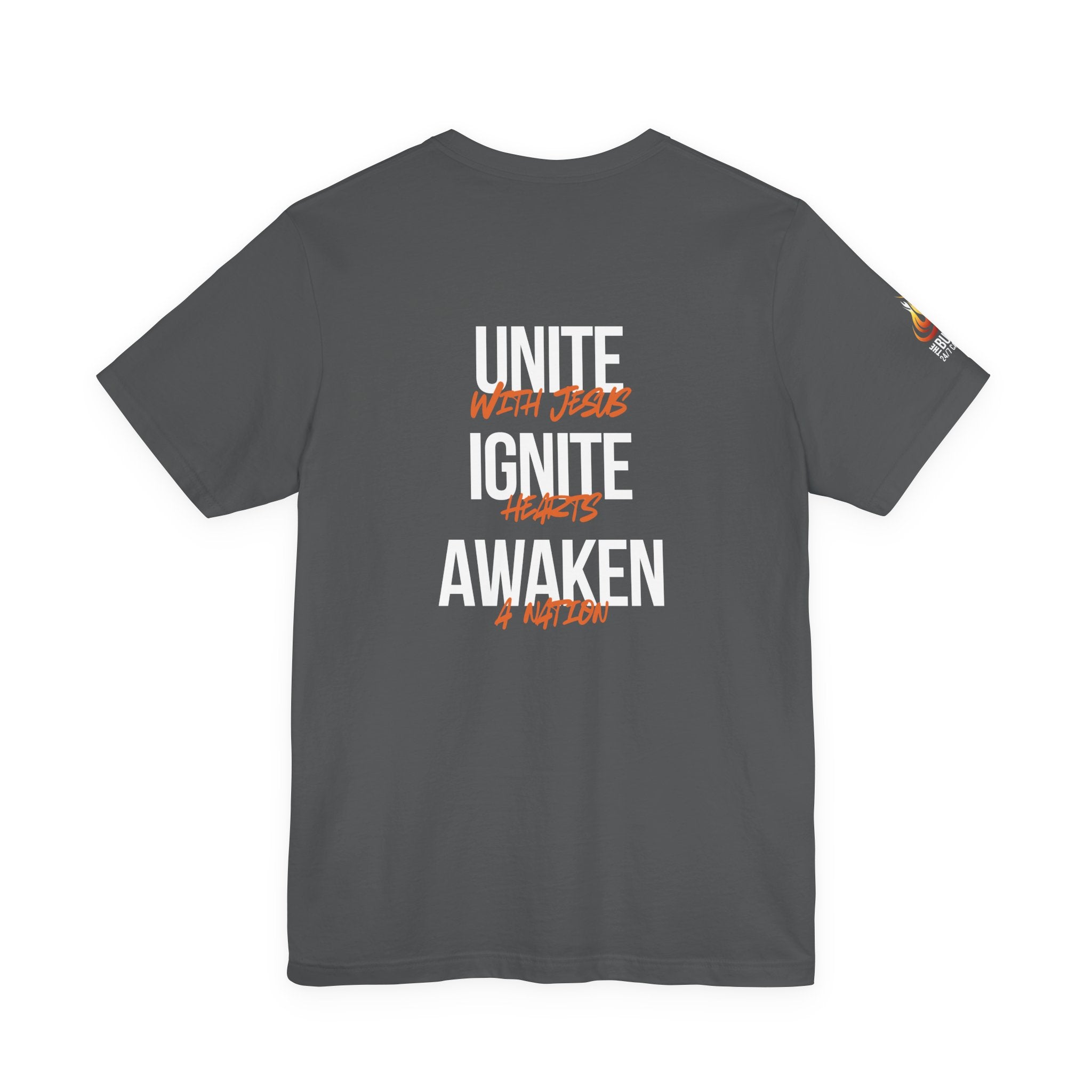Unite Ignite Awaken Tee – Inspirational Christian Short Sleeve Shirt (Dark Colours)