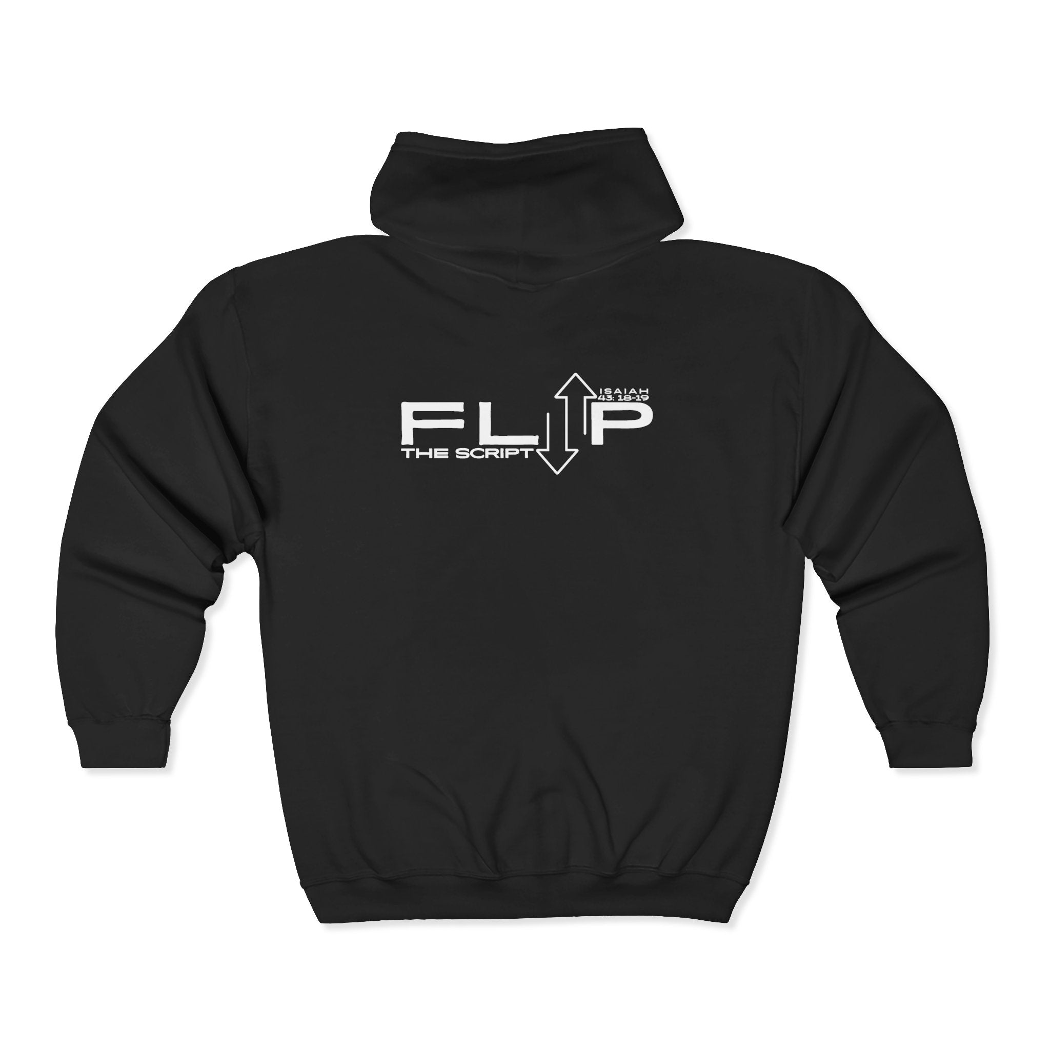 Flip The Script Full-Zip Hoodie: Isaiah 43:18–19 Faith Hoodie (Dark Colours)