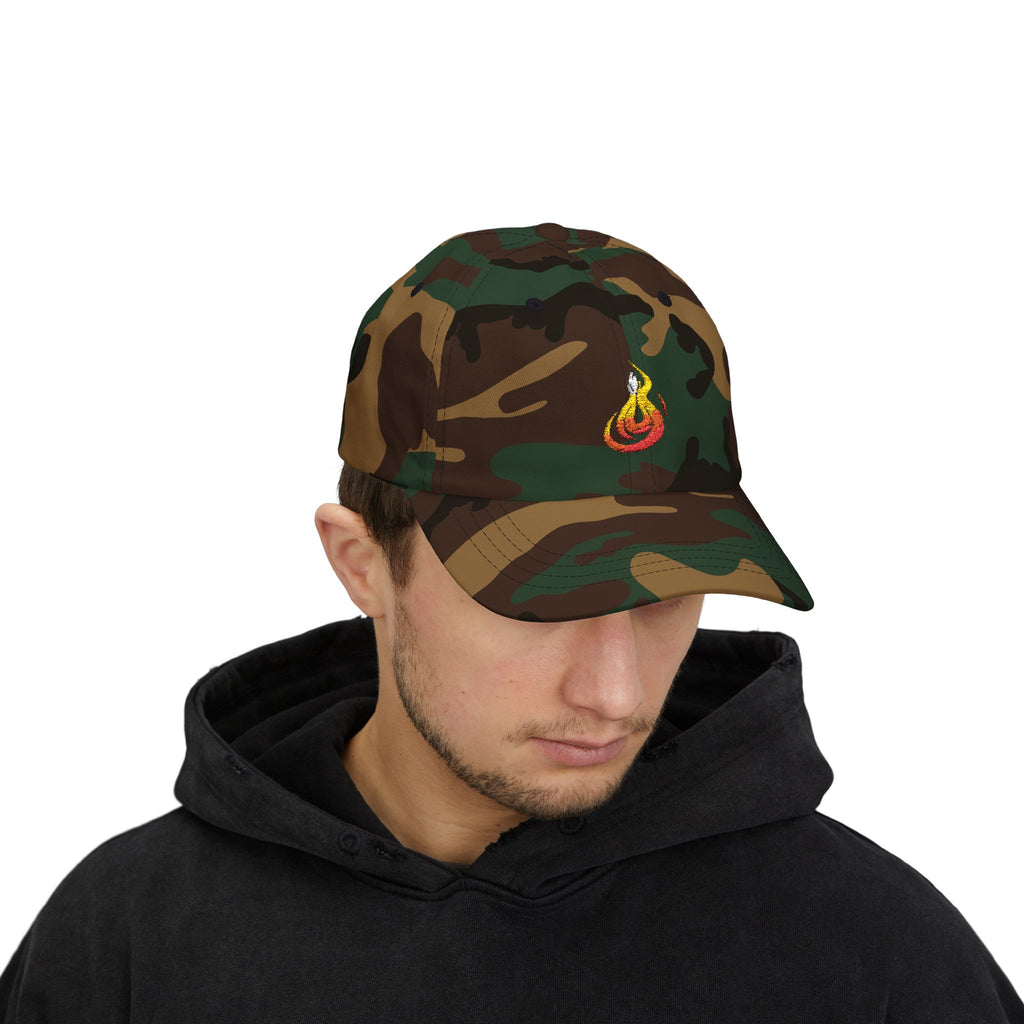 Flame Icon Dad Cap: Minimal Fire Embroidered Baseball Hat