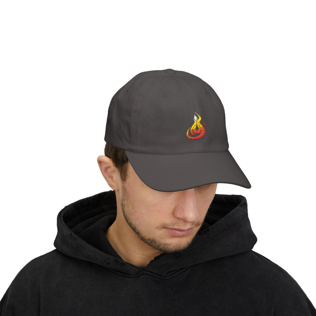 Flame Icon Dad Cap: Minimal Fire Embroidered Baseball Hat