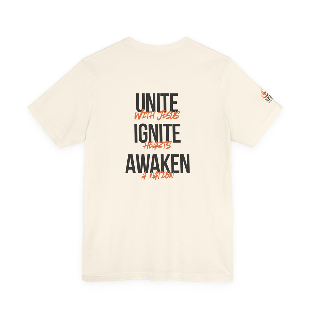 Unite Ignite Awaken Tee – Inspirational Christian Short Sleeve Shirt (Light Colours)