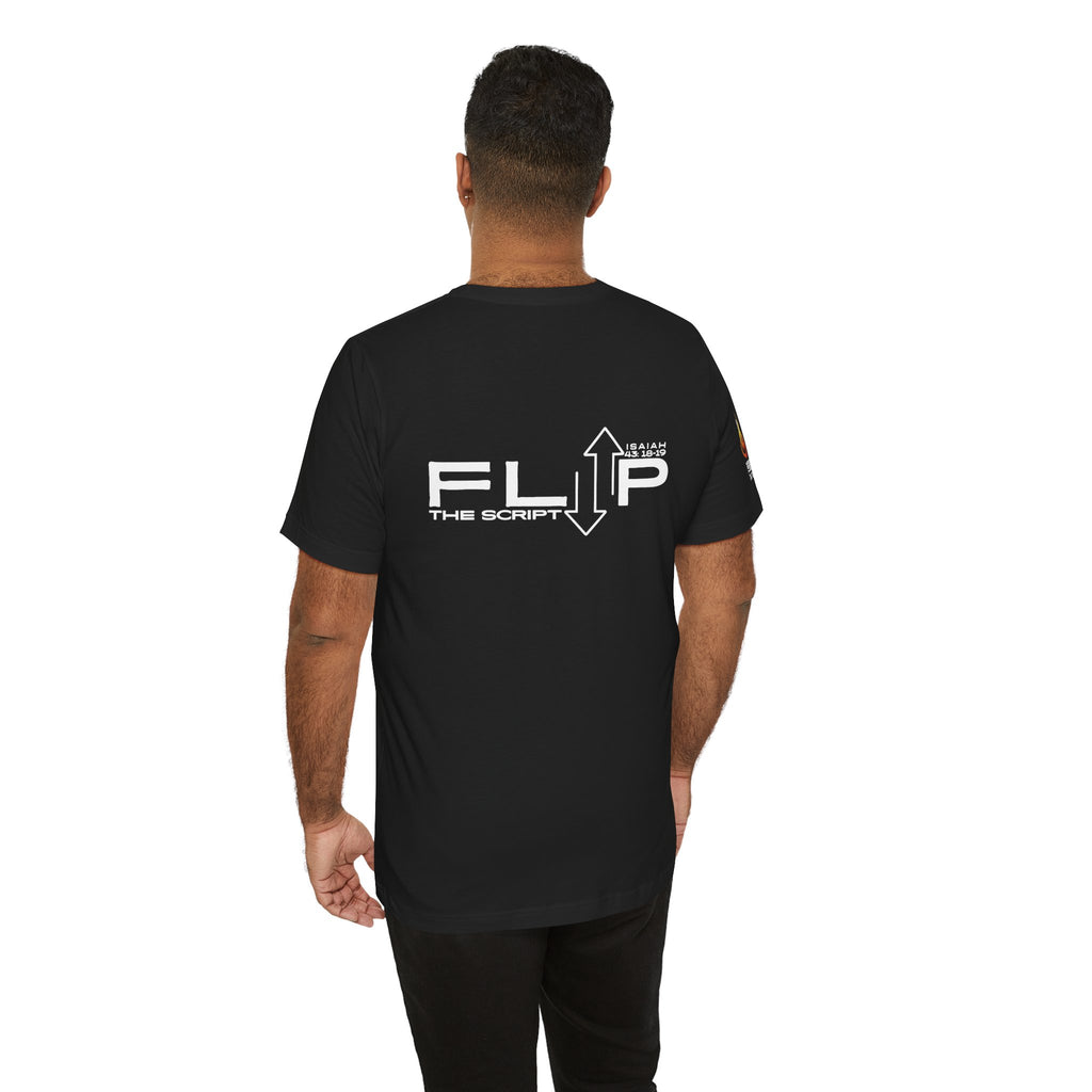 Flip The Script Tee, Isaiah 43:18–19 Christian T-Shirt (Dark Colours)