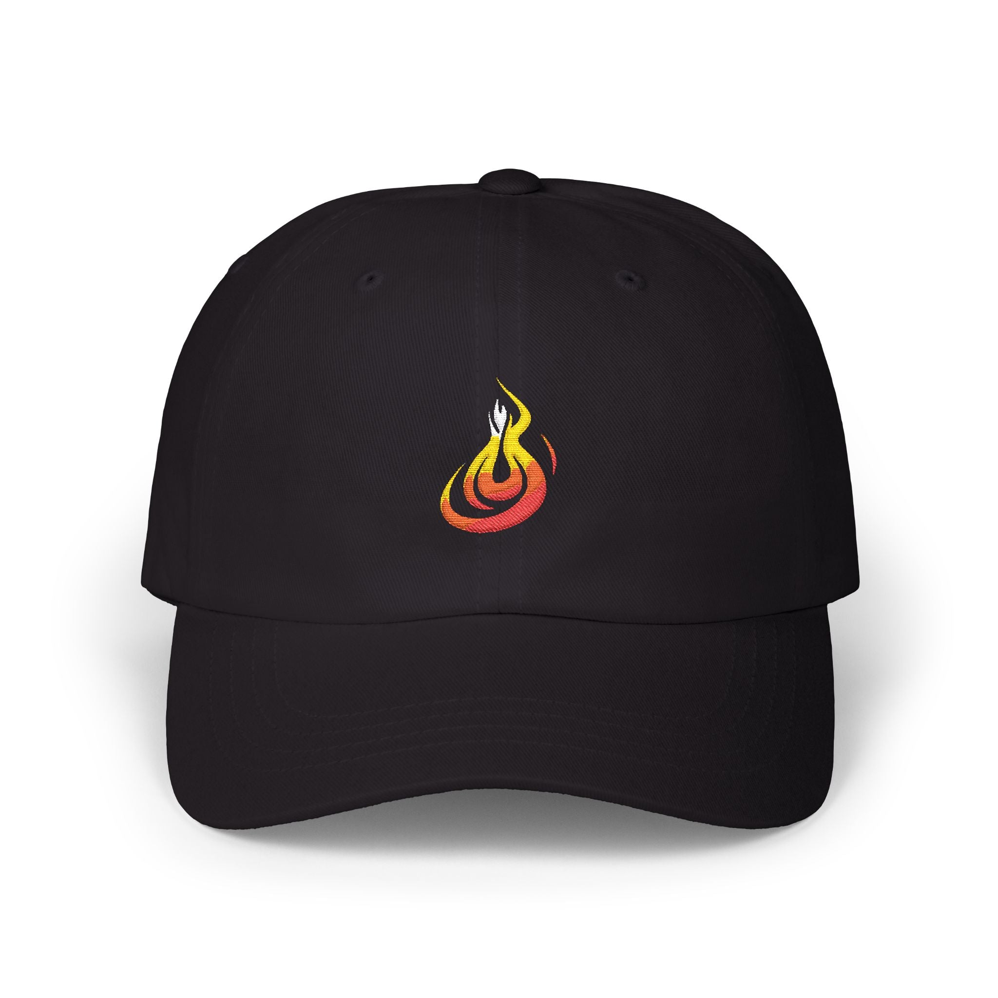 Flame Icon Dad Cap: Minimal Fire Embroidered Baseball Hat