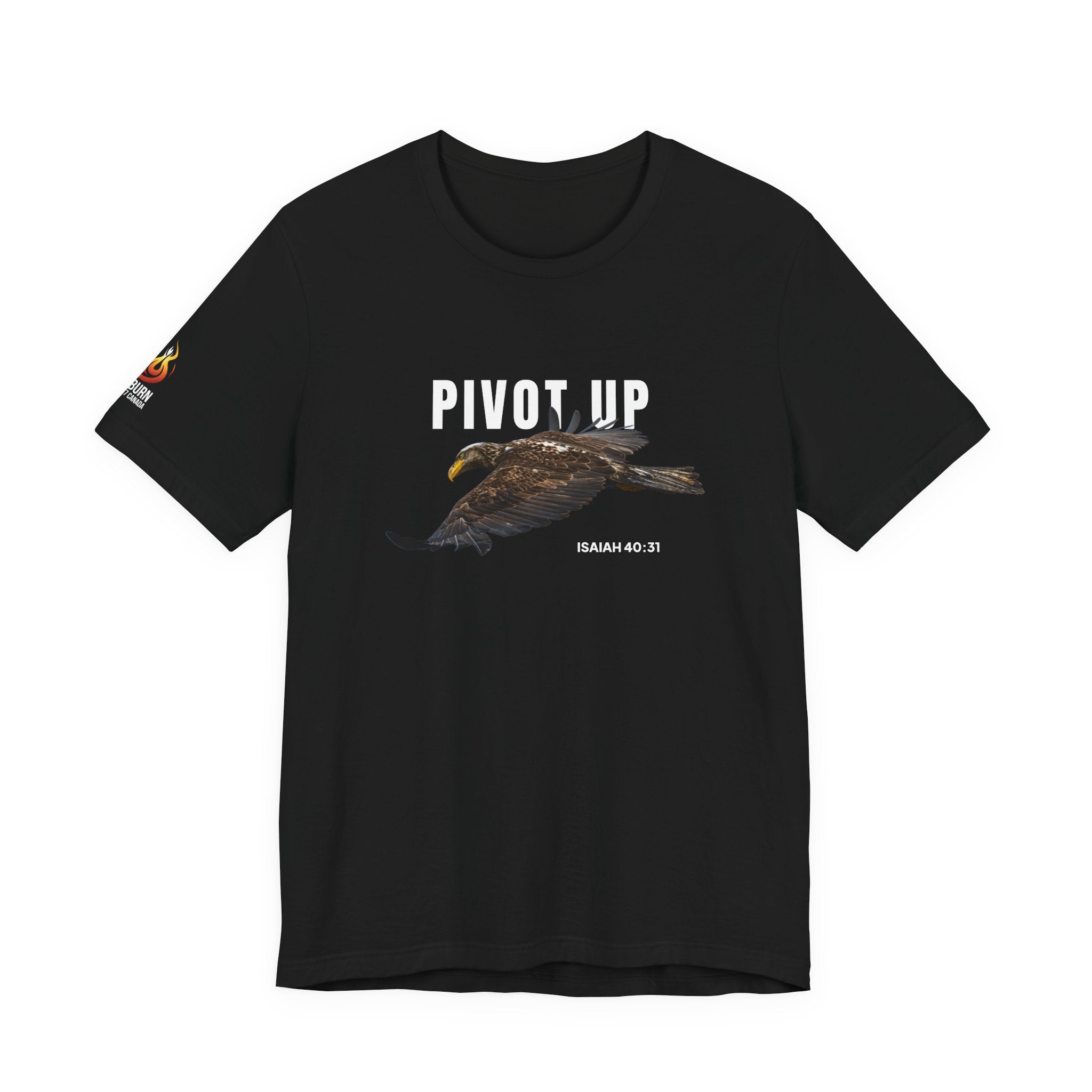 Pivot Up Eagle Tee — Isaiah 40:31 Inspirational Christian Shirt (Dark Colours)