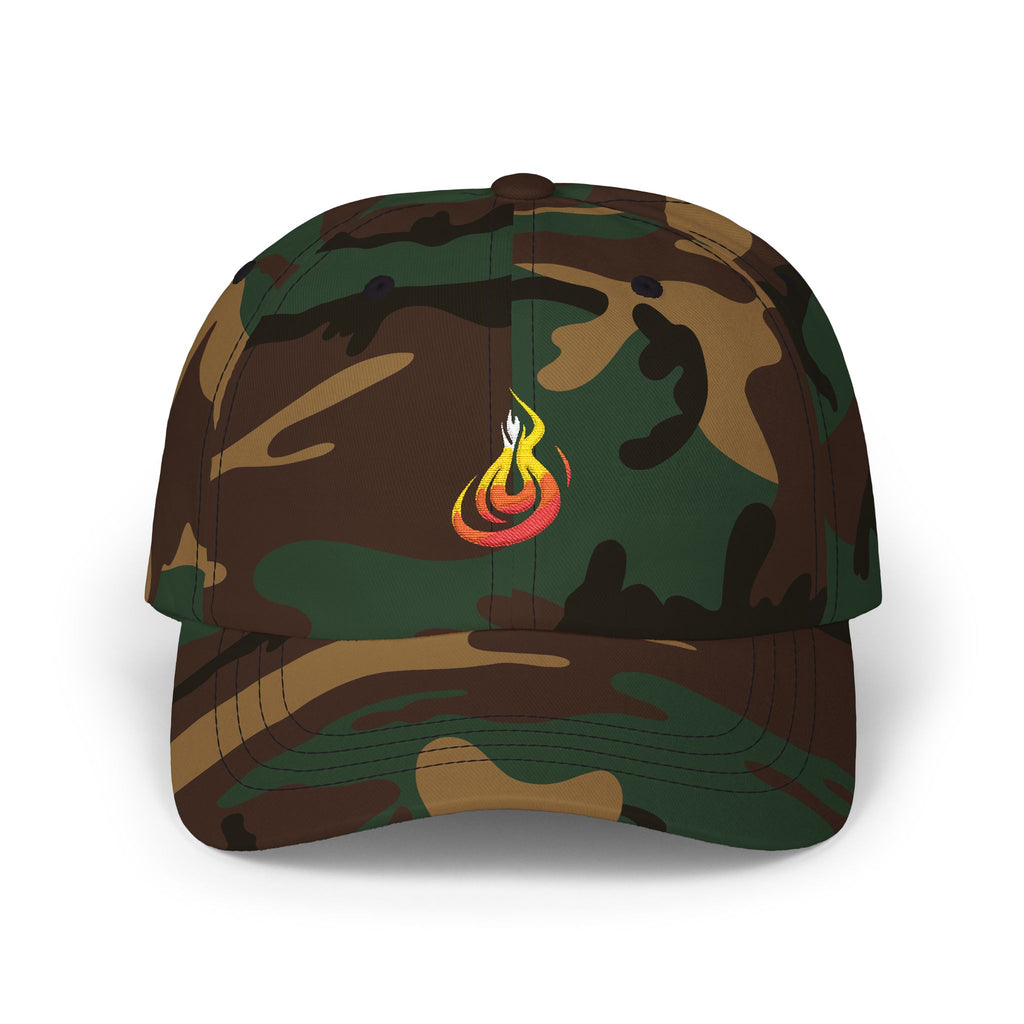 Flame Icon Dad Cap: Minimal Fire Embroidered Baseball Hat