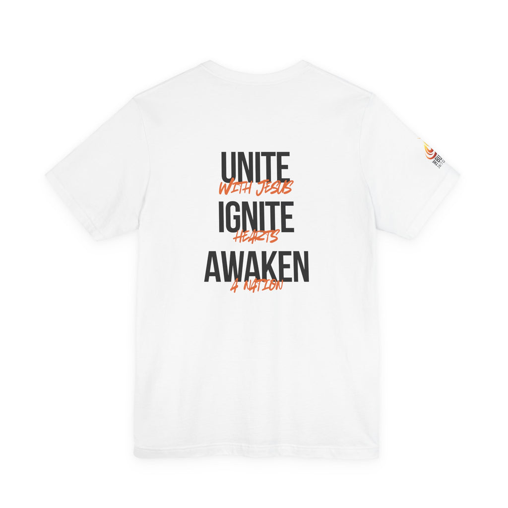Unite Ignite Awaken Tee – Inspirational Christian Short Sleeve Shirt (Light Colours)