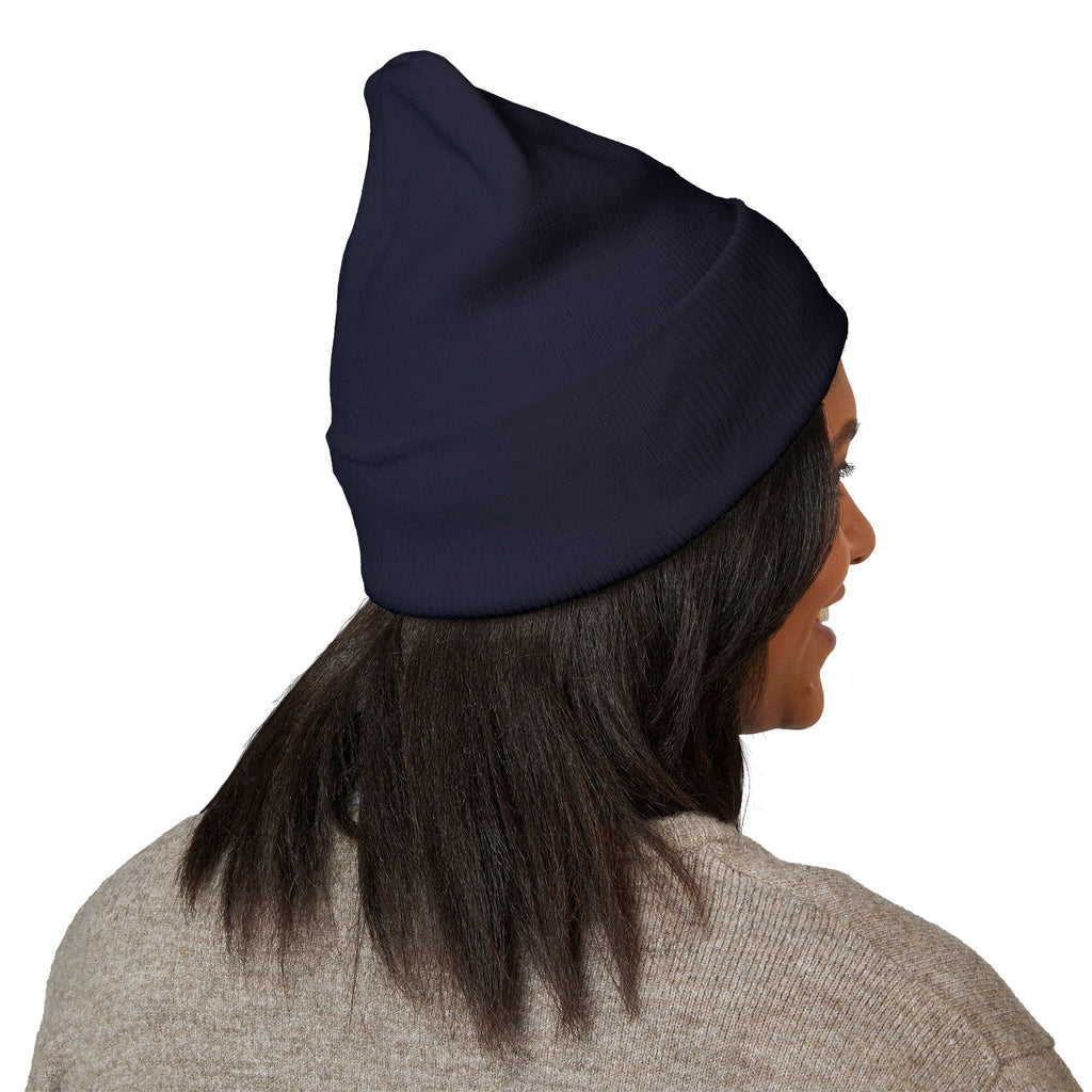 Embroidered Flaming Target Beanie: Classic Cuffed Knit Hat
