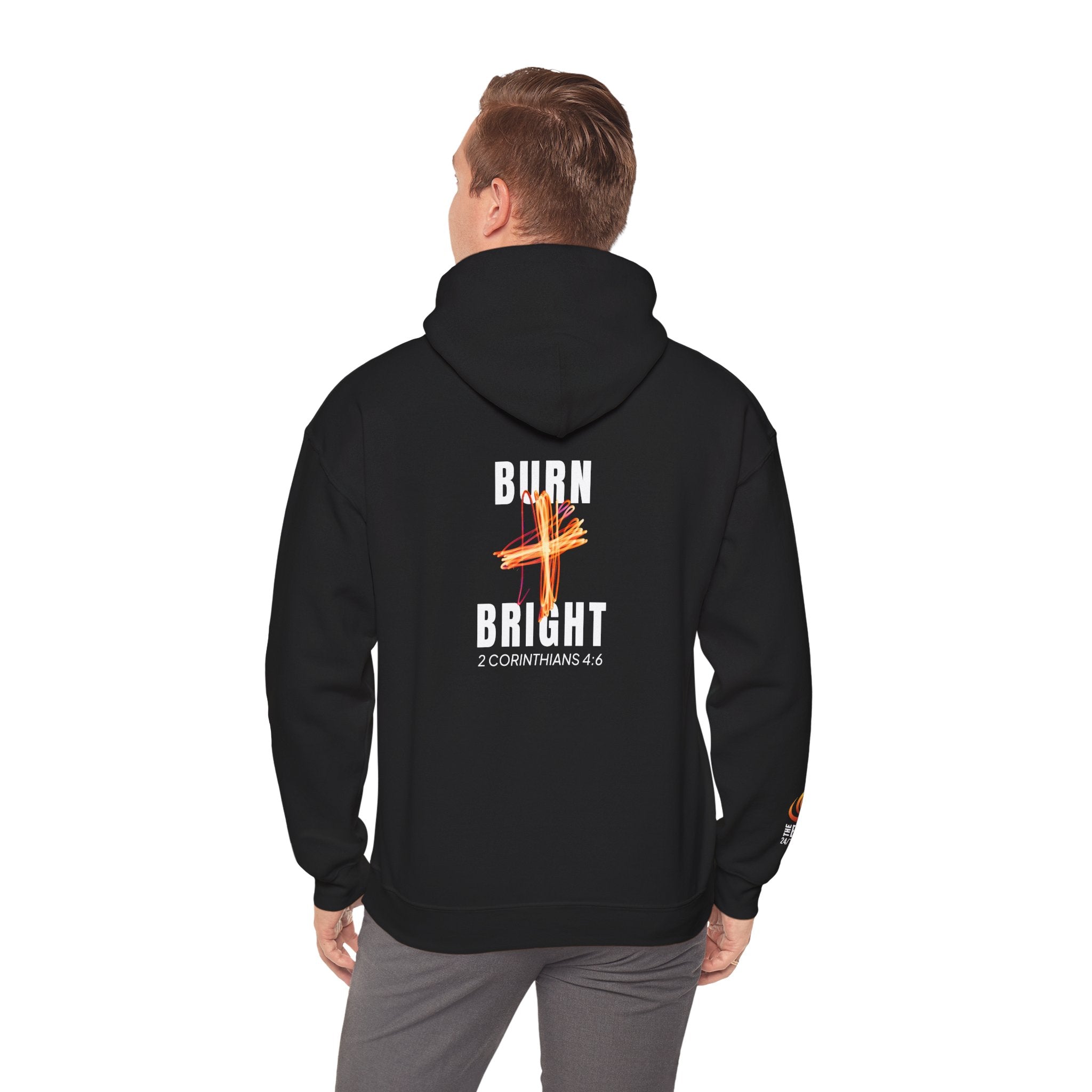 Burn Bright Hoodie — 2 Corinthians 4:6 (Dark Colours)