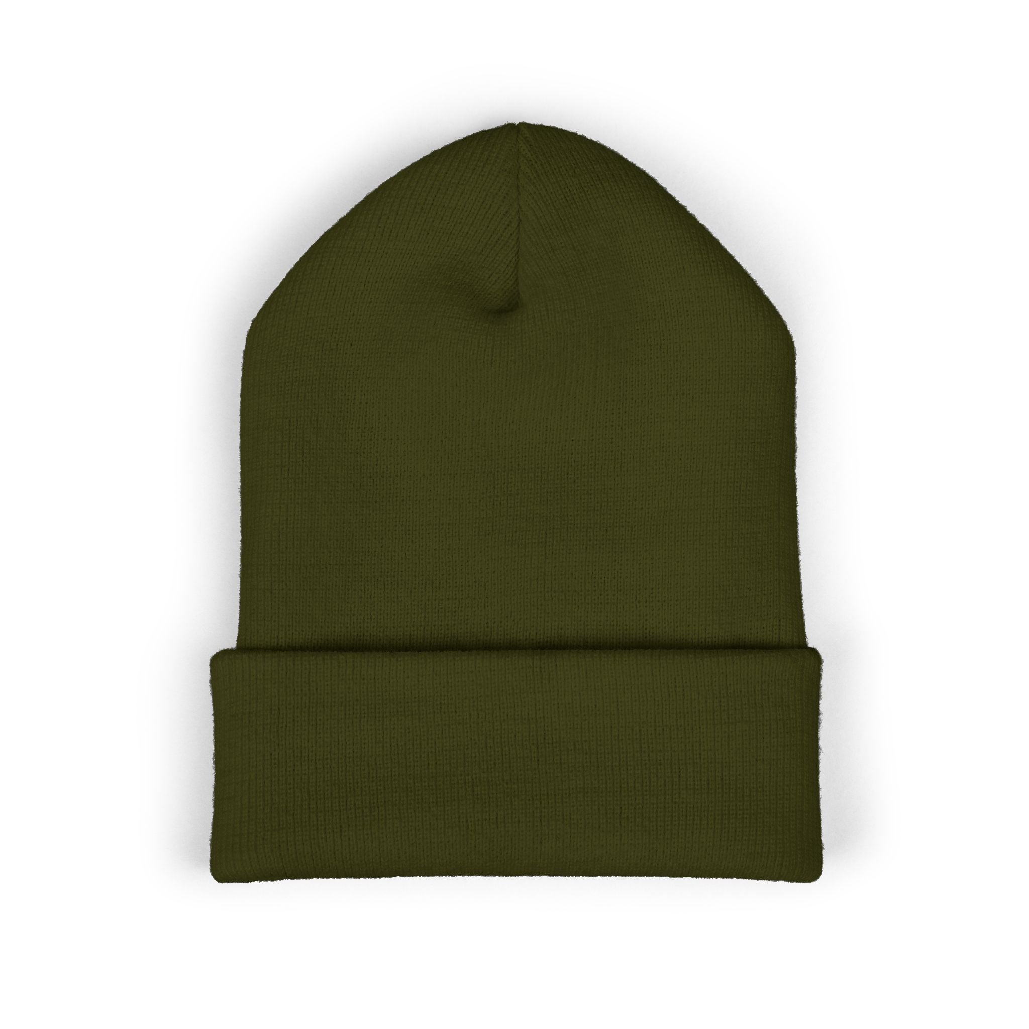 Embroidered Flaming Target Beanie: Classic Cuffed Knit Hat