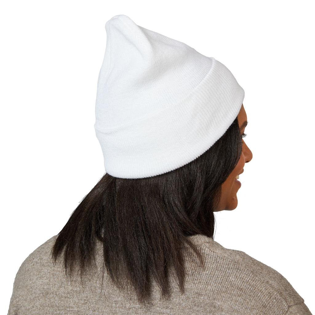 Embroidered Flaming Target Beanie: Classic Cuffed Knit Hat