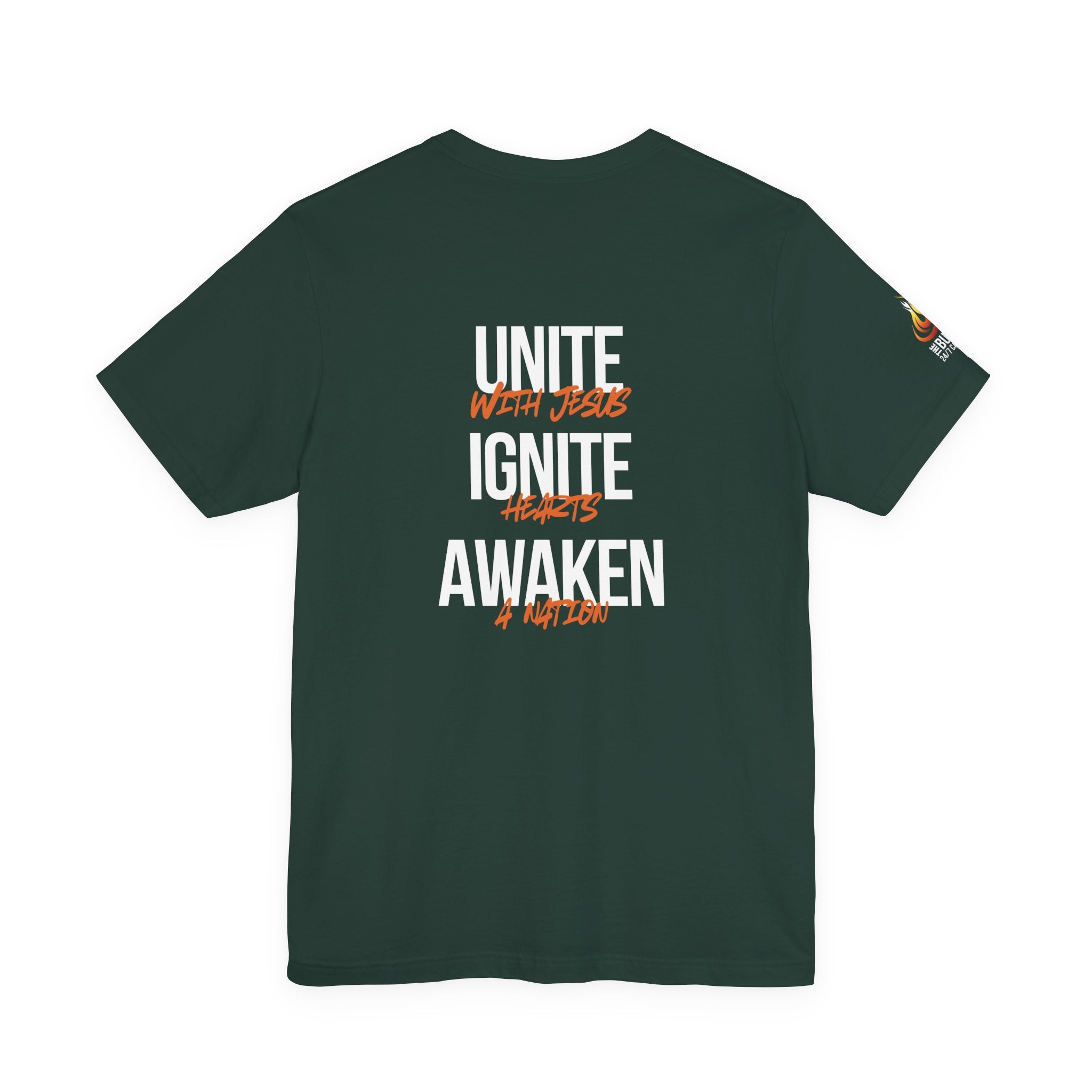 Unite Ignite Awaken Tee – Inspirational Christian Short Sleeve Shirt (Dark Colours)