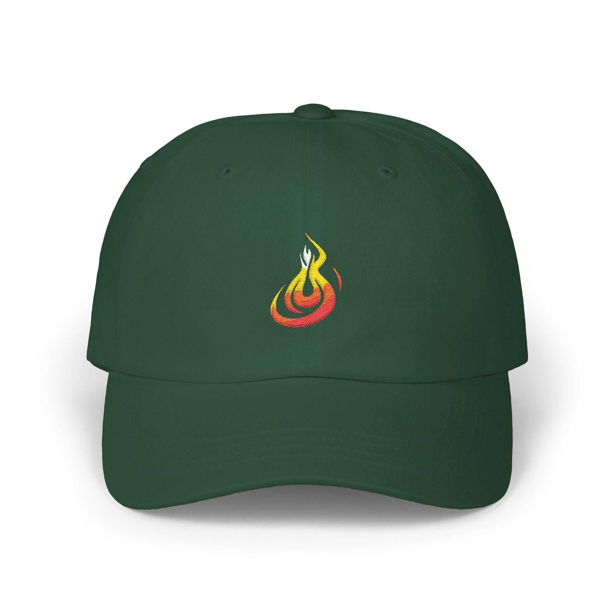 Flame Icon Dad Cap: Minimal Fire Embroidered Baseball Hat