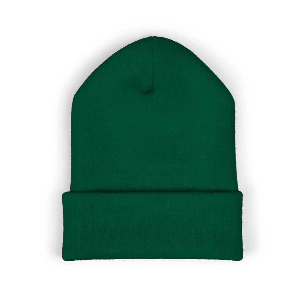 Embroidered Flaming Target Beanie: Classic Cuffed Knit Hat