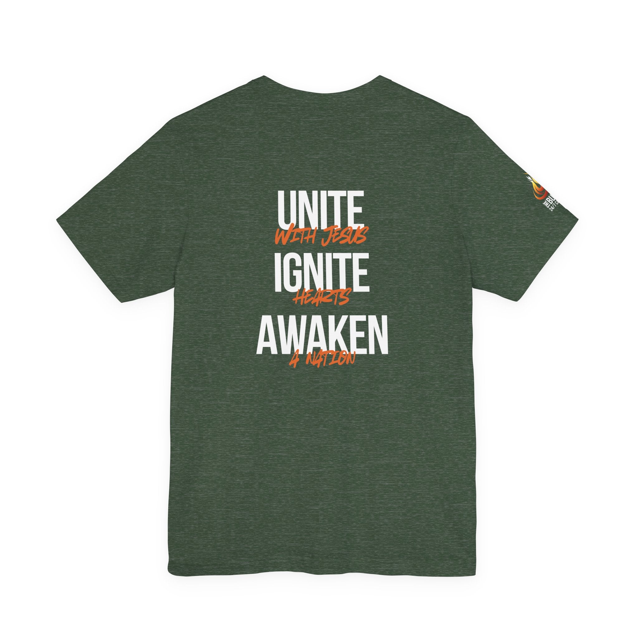 Unite Ignite Awaken Tee – Inspirational Christian Short Sleeve Shirt (Dark Colours)