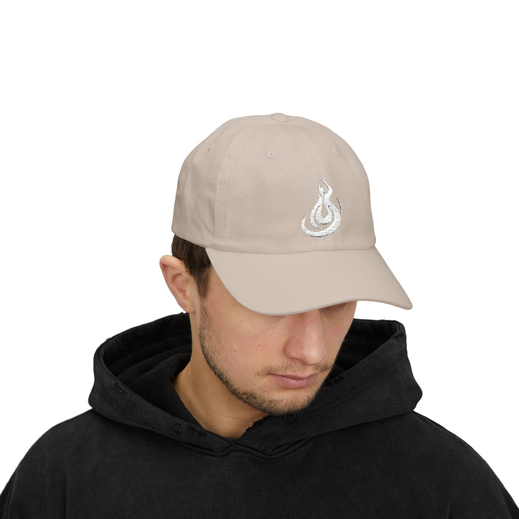Dad Cap: Minimal Embroidered Burn Flame