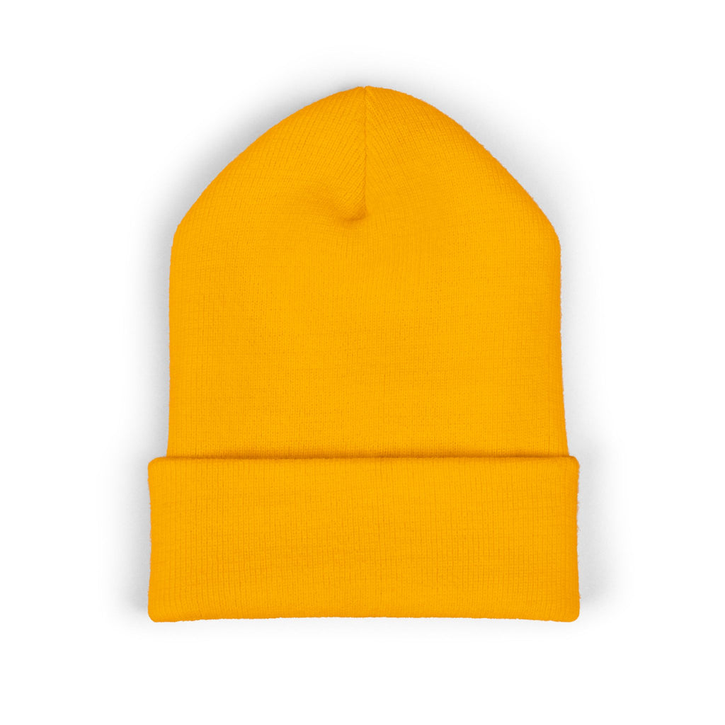 Embroidered Flaming Target Beanie: Classic Cuffed Knit Hat