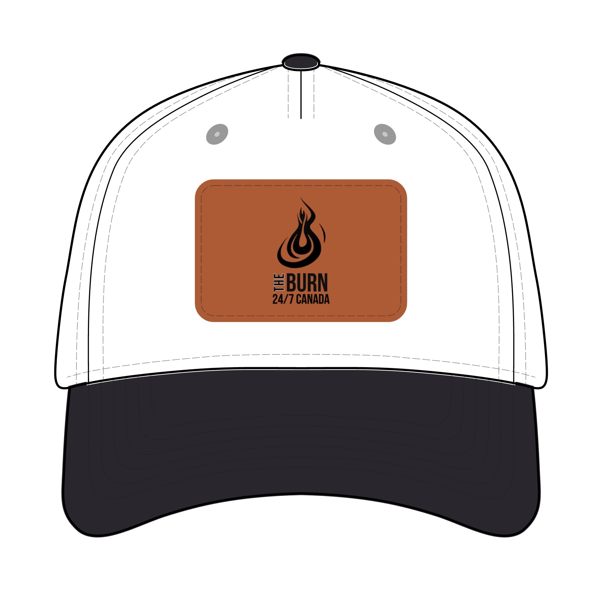 Leather Patch Baseball Cap: Burn 24/7 Canada Logo