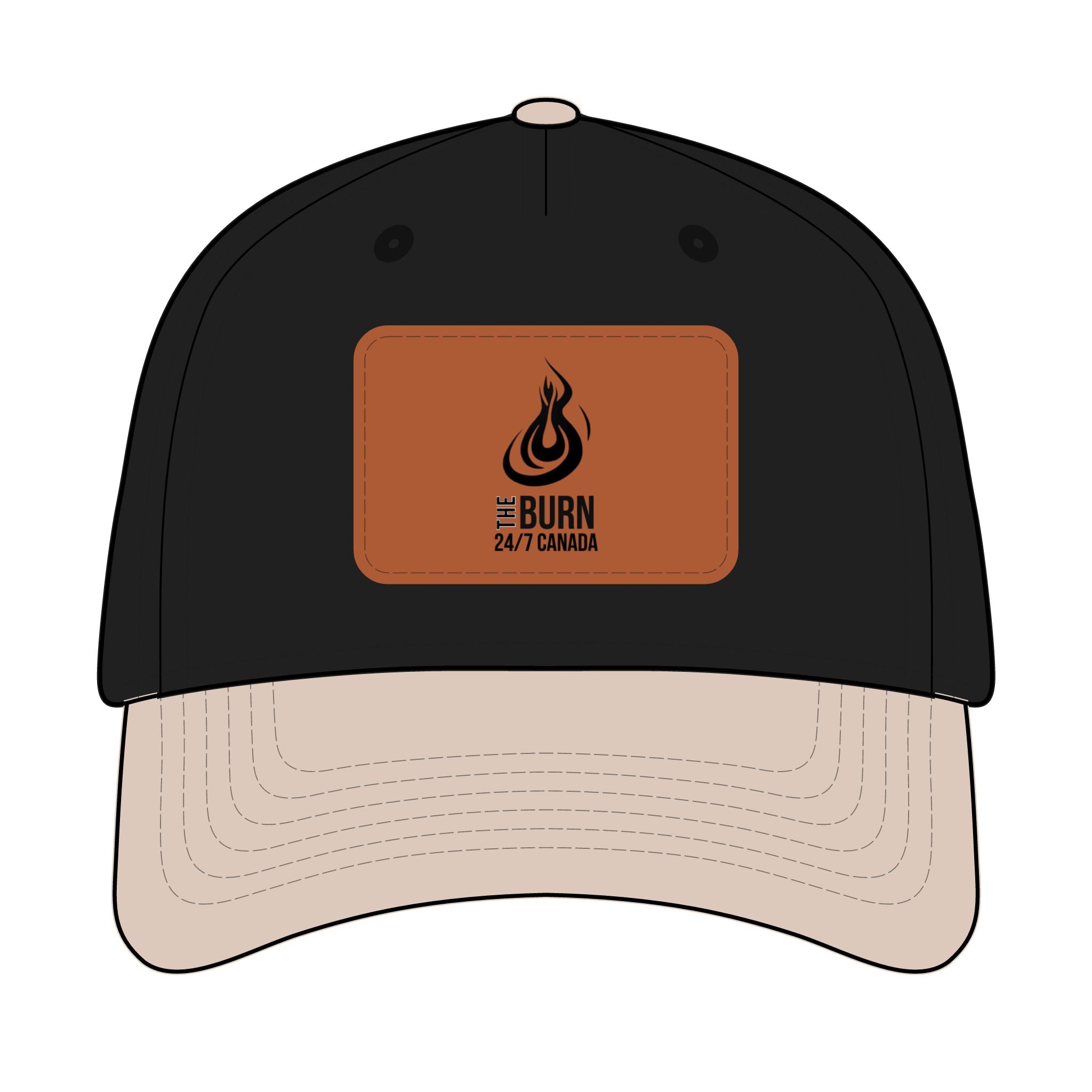 Leather Patch Baseball Cap: Burn 24/7 Canada Logo