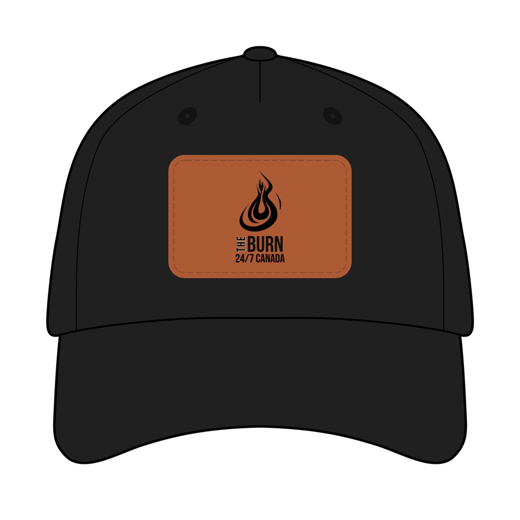 Leather Patch Baseball Cap: Burn 24/7 Canada Logo