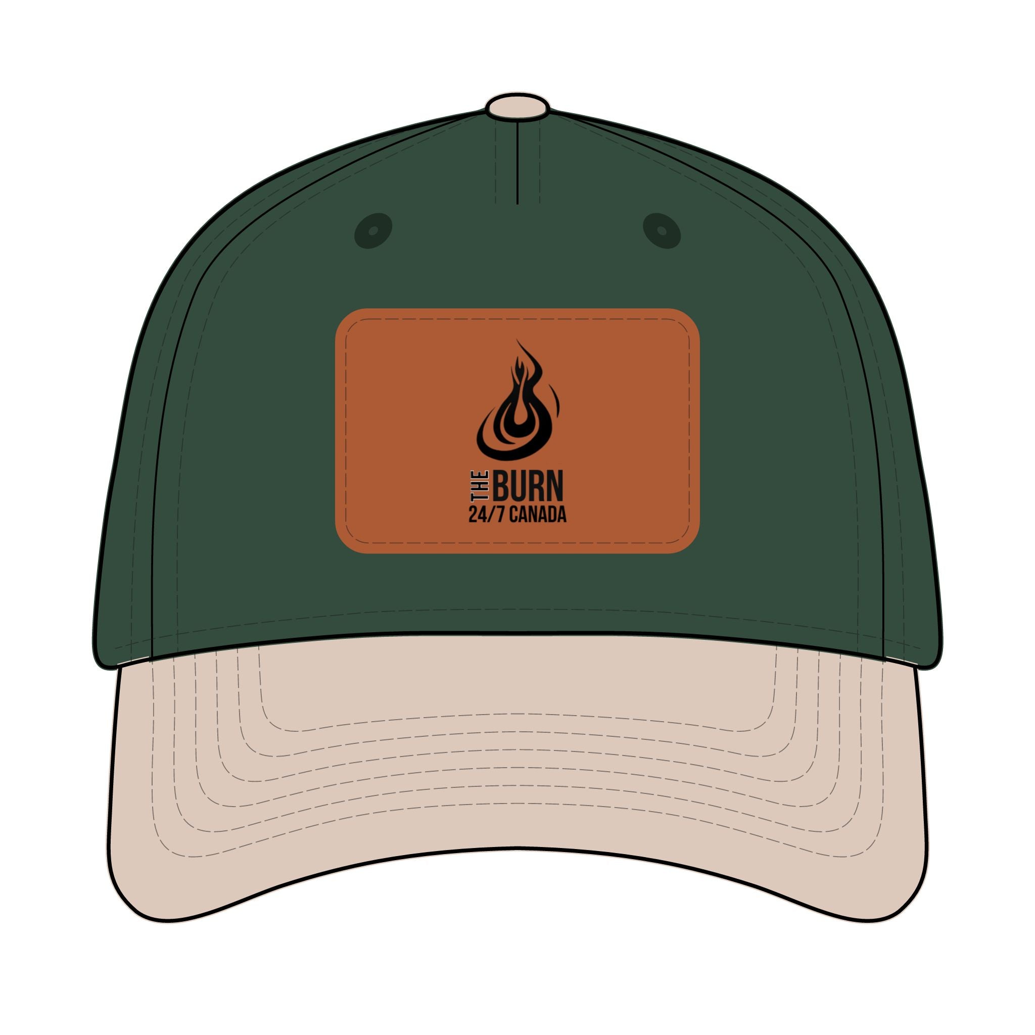 Leather Patch Baseball Cap: Burn 24/7 Canada Logo