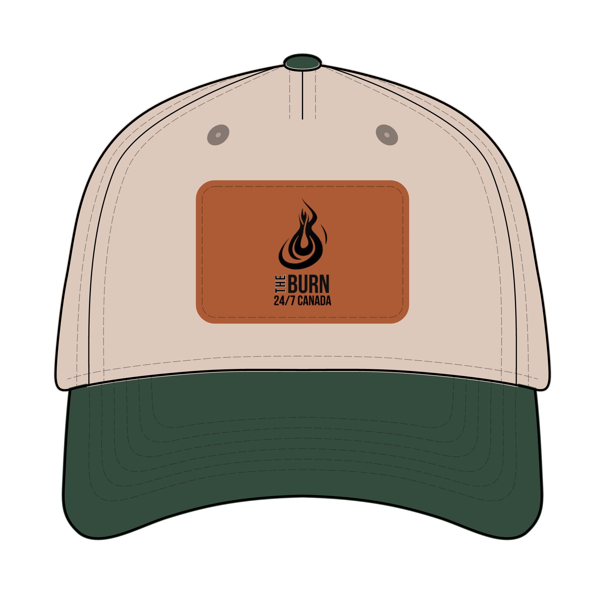 Leather Patch Baseball Cap: Burn 24/7 Canada Logo
