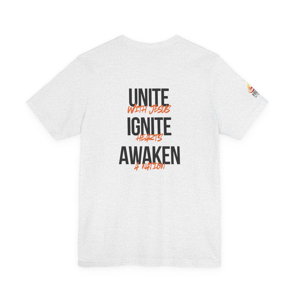 Unite Ignite Awaken Tee – Inspirational Christian Short Sleeve Shirt (Light Colours)