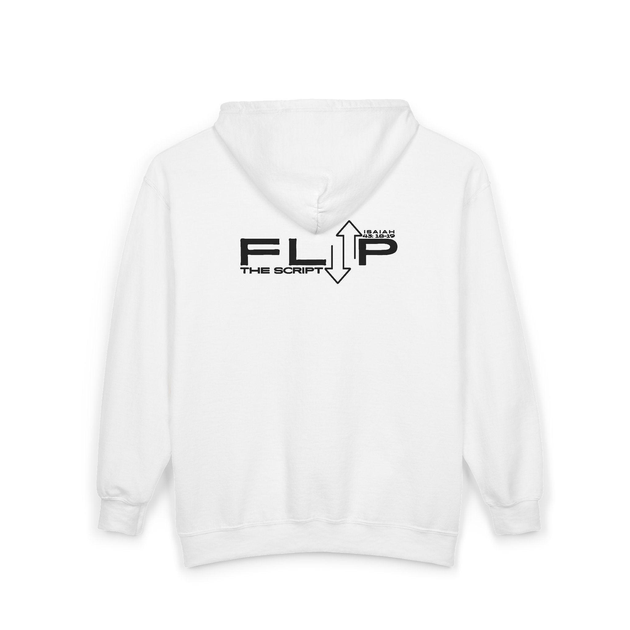 Flip The Script Full-Zip Hoodie — Isaiah 43:18–19 Faith Hoodie (Light Colours)