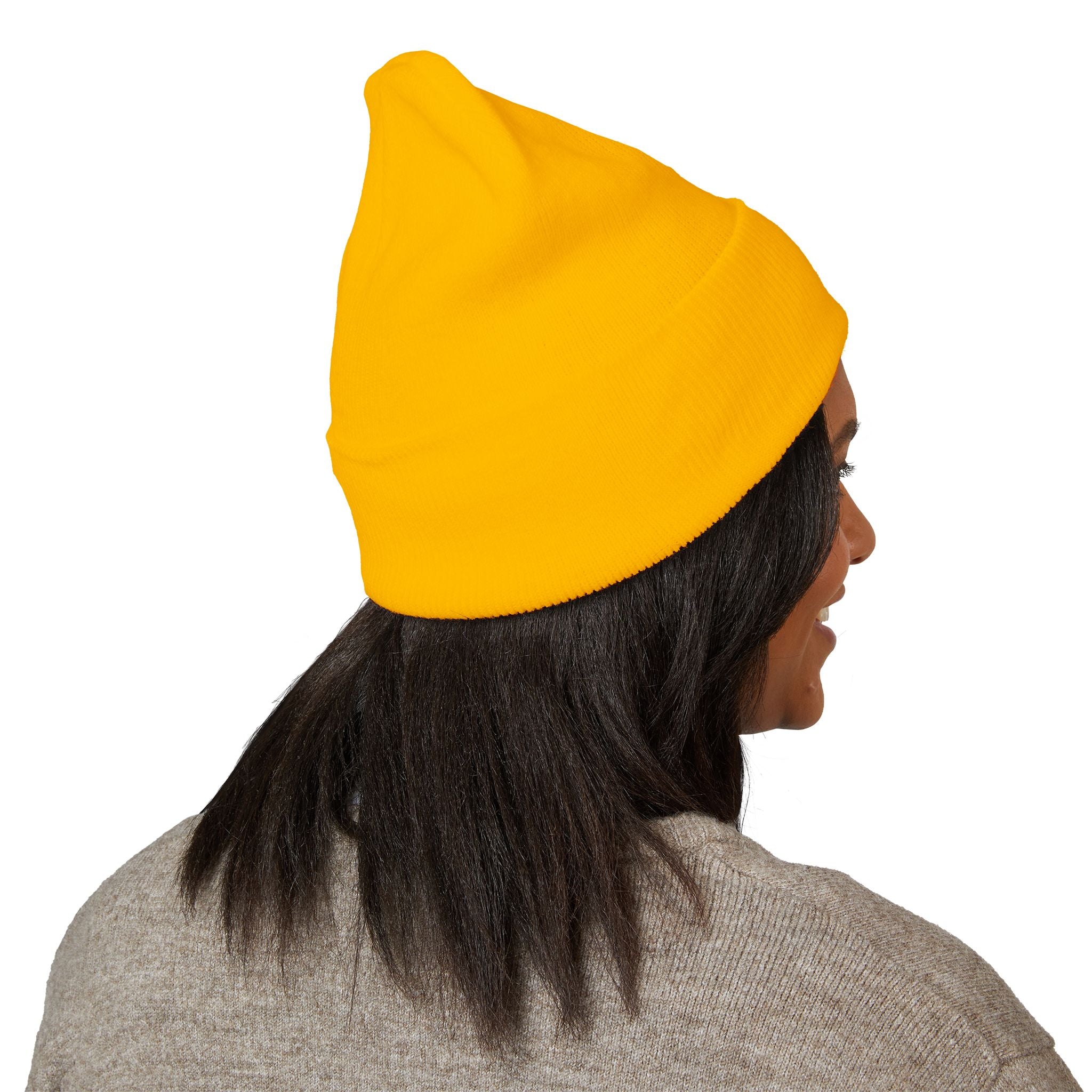 Embroidered Flaming Target Beanie: Classic Cuffed Knit Hat