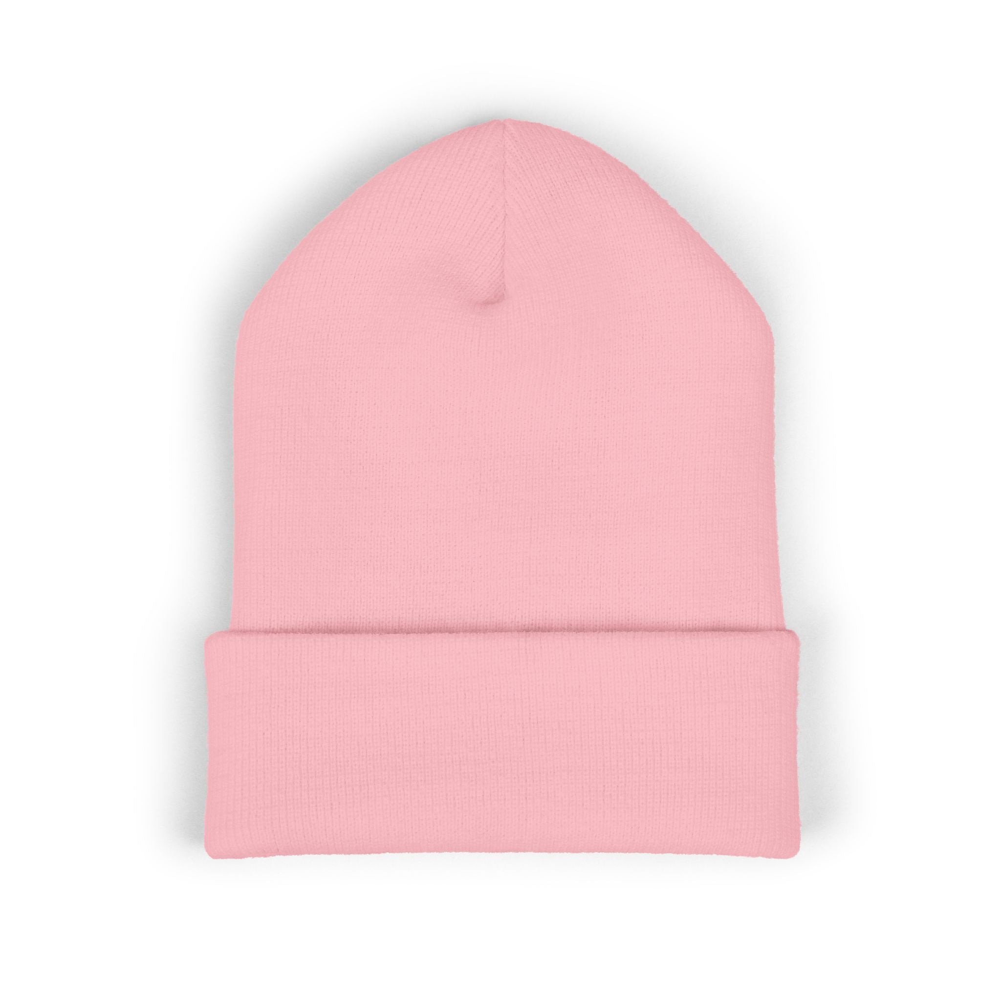 Embroidered Flame Logo Cuffed Beanie: Classic Knit Winter Hat