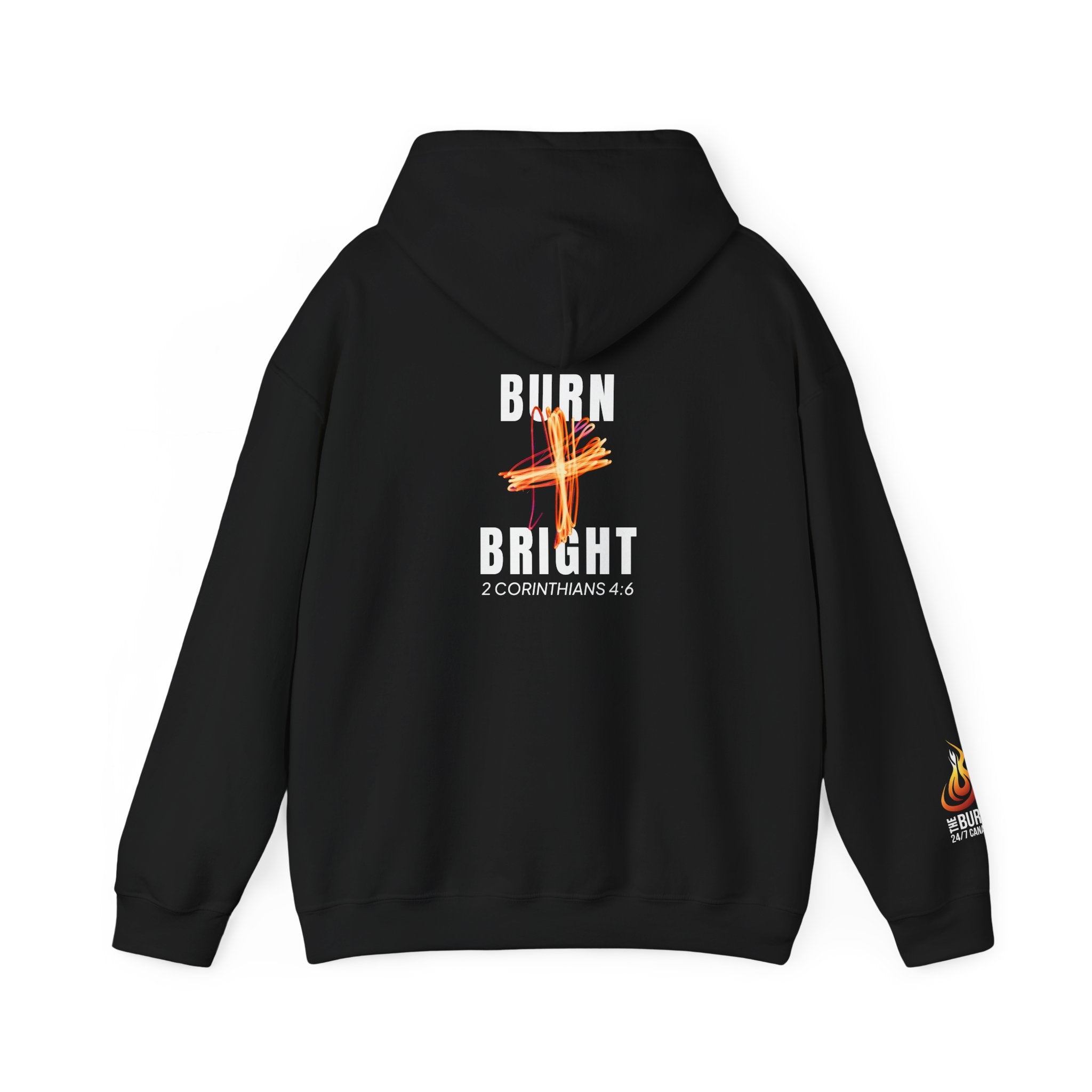 Burn Bright Hoodie — 2 Corinthians 4:6 (Dark Colours)