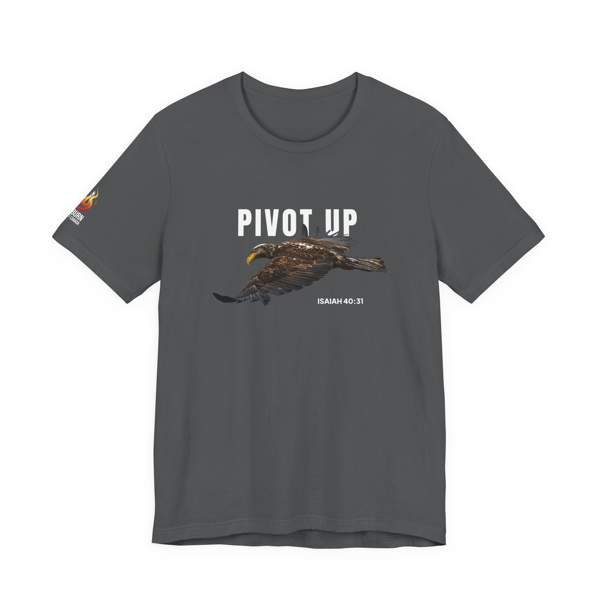 Pivot Up Eagle Tee — Isaiah 40:31 Inspirational Christian Shirt (Dark Colours)