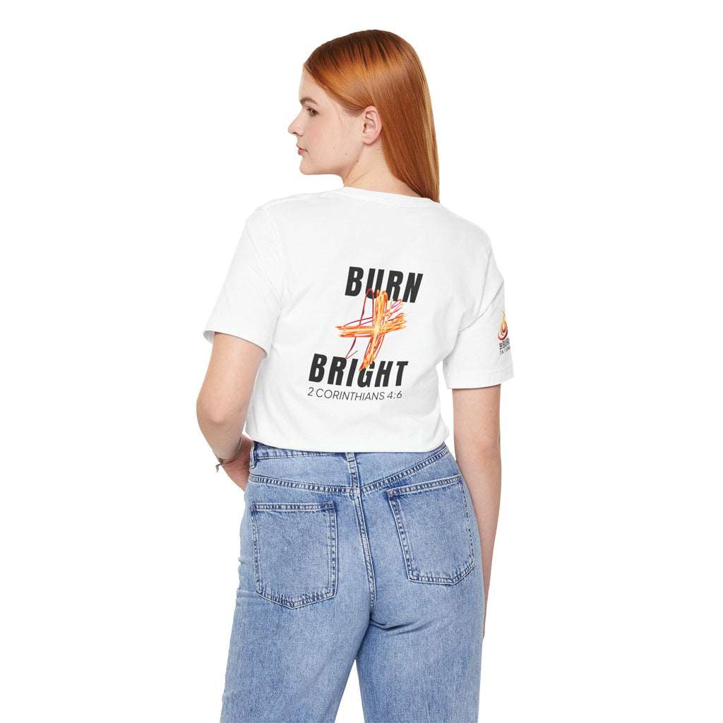 Burn Bright Christian T-Shirt, 2 Corinthians 4:6 Faith Tee (Light Colours)