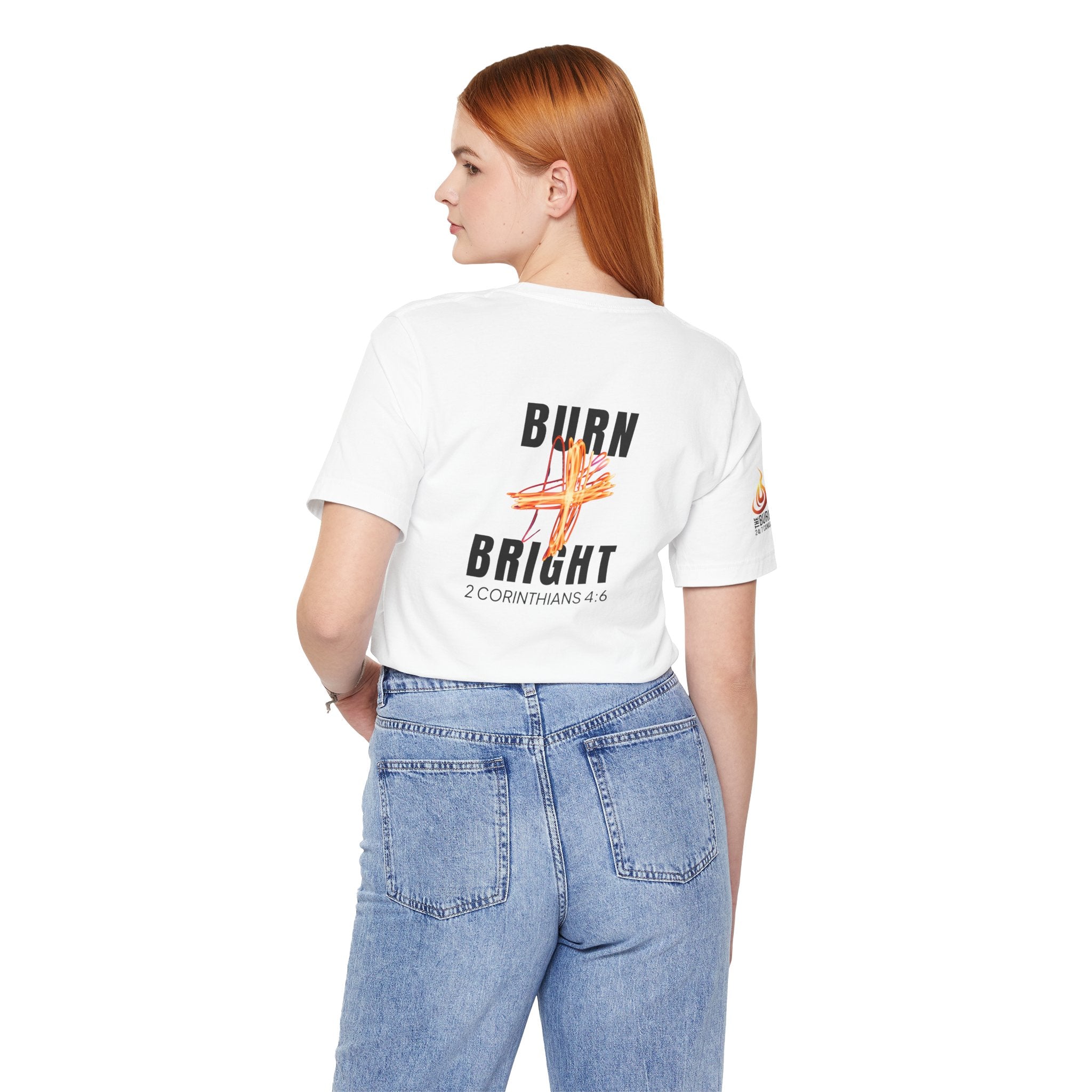 Burn Bright Christian T-Shirt, 2 Corinthians 4:6 Faith Tee (Light Colours)