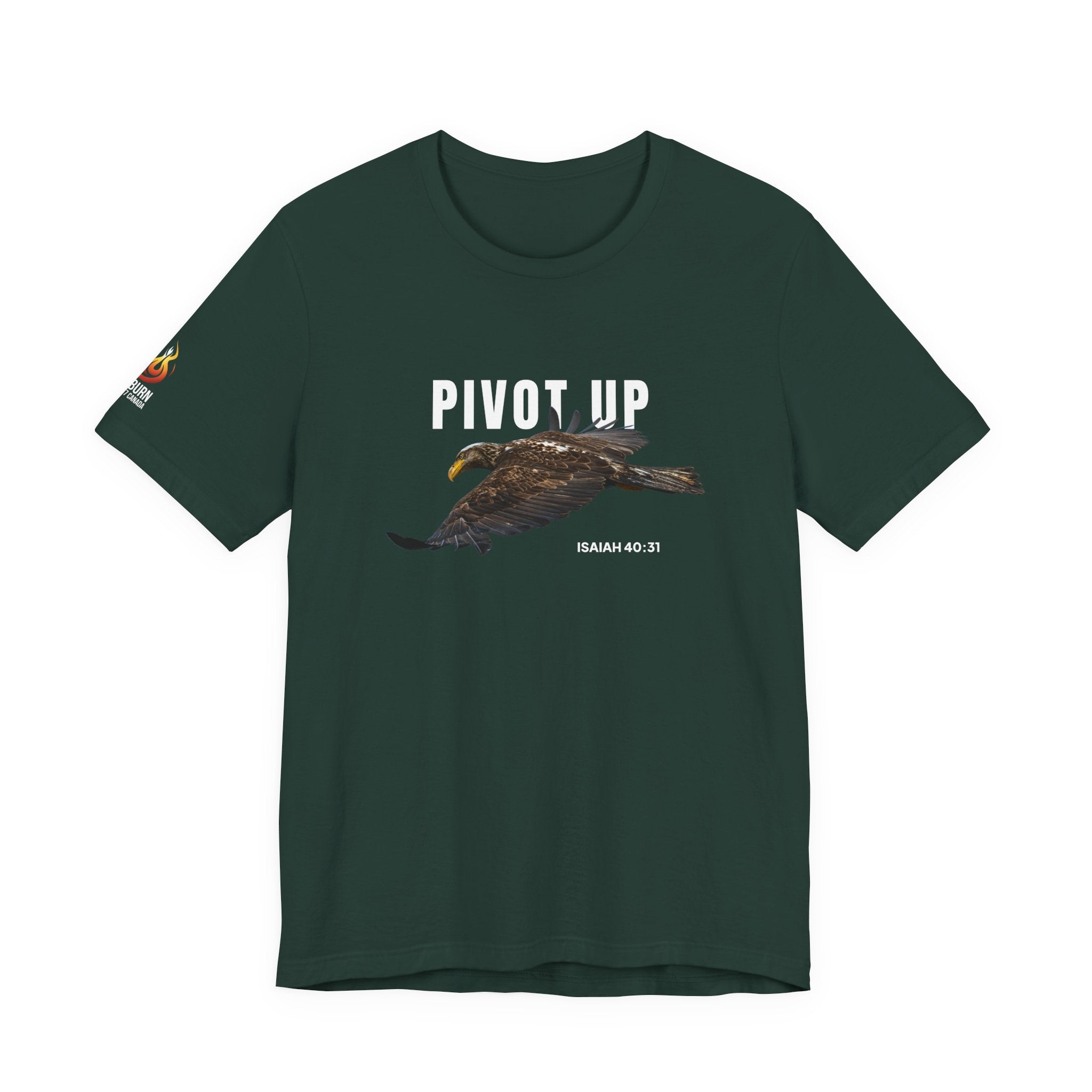 Pivot Up Eagle Tee — Isaiah 40:31 Inspirational Christian Shirt (Dark Colours)