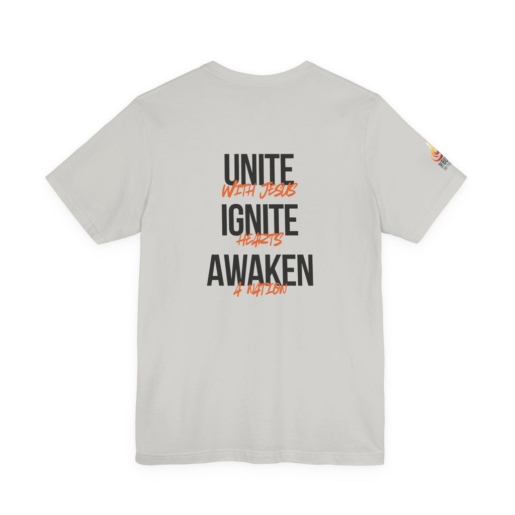 Unite Ignite Awaken Tee – Inspirational Christian Short Sleeve Shirt (Light Colours)