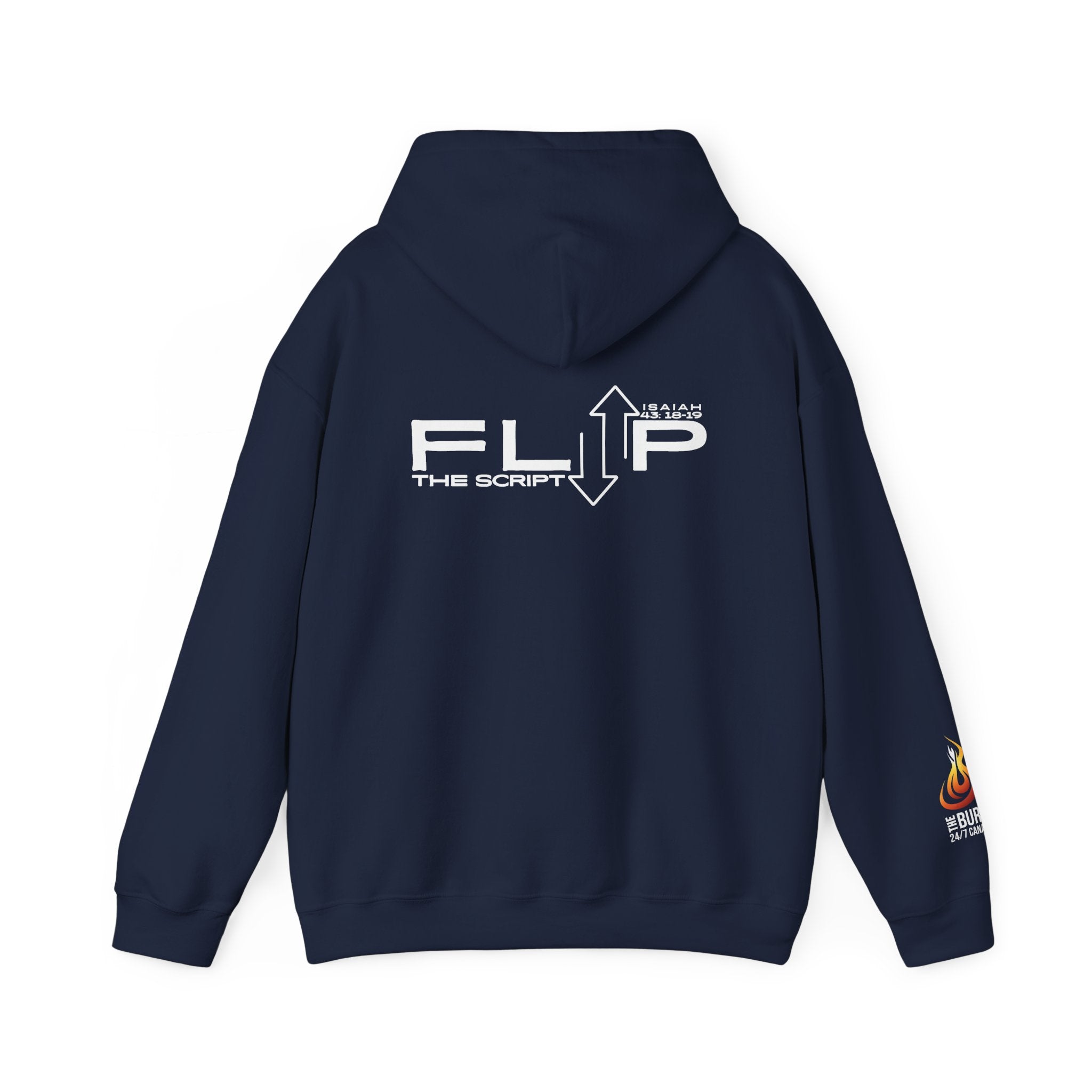 Flip The Script Hoodie: Isaiah 43:18–19 (Dark Colours)