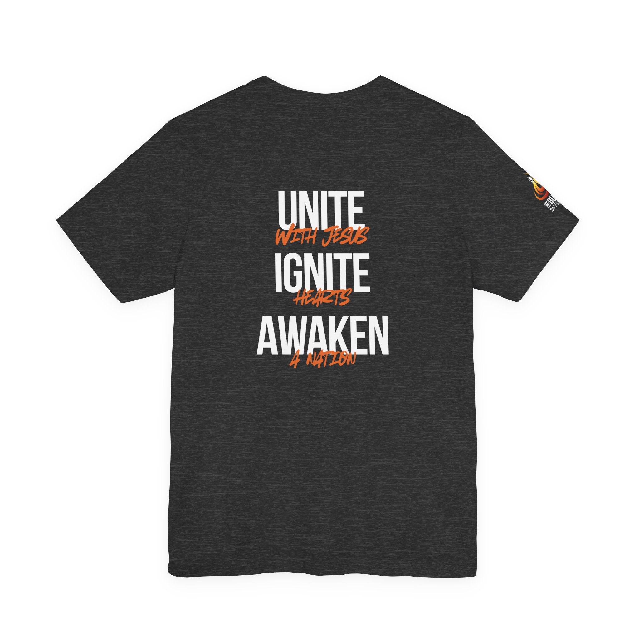Unite Ignite Awaken Tee – Inspirational Christian Short Sleeve Shirt (Dark Colours)