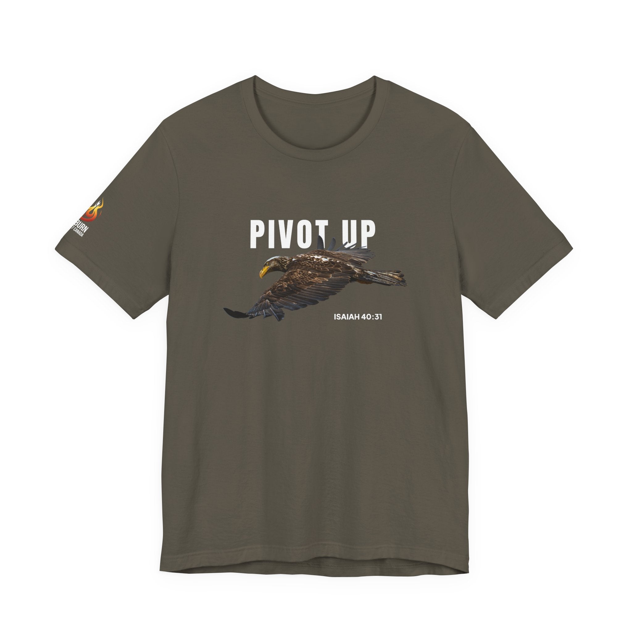 Pivot Up Eagle Tee — Isaiah 40:31 Inspirational Christian Shirt (Dark Colours)