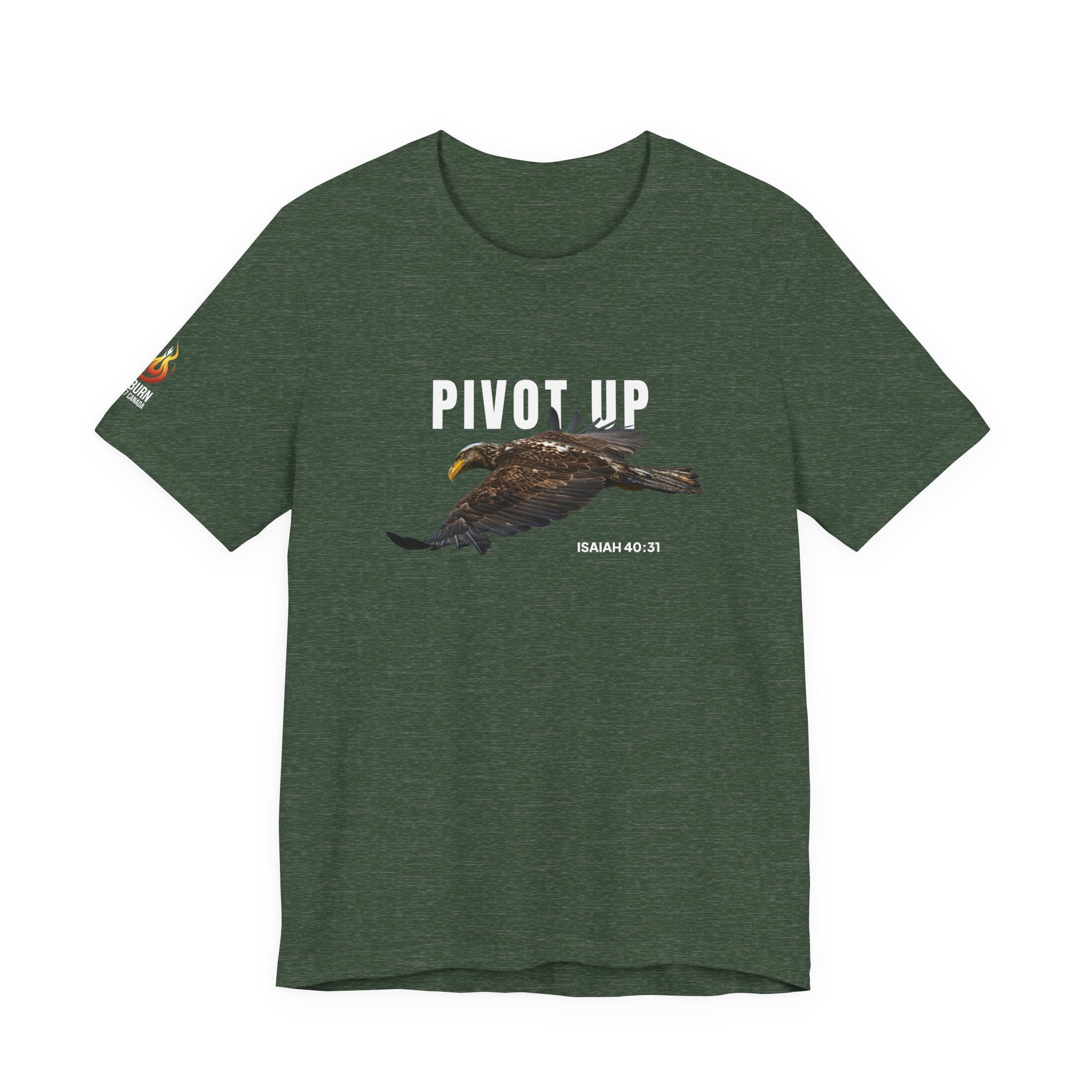 Pivot Up Eagle Tee — Isaiah 40:31 Inspirational Christian Shirt (Dark Colours)