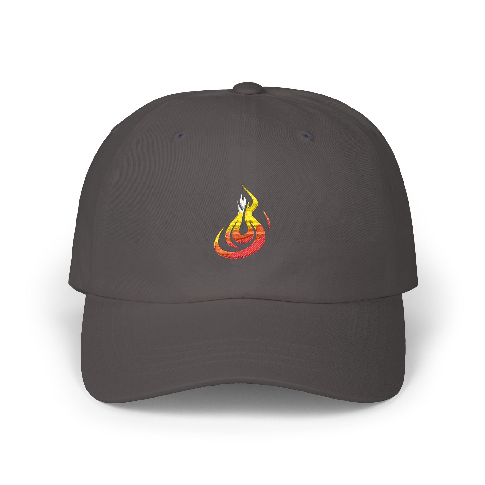 Flame Icon Dad Cap: Minimal Fire Embroidered Baseball Hat