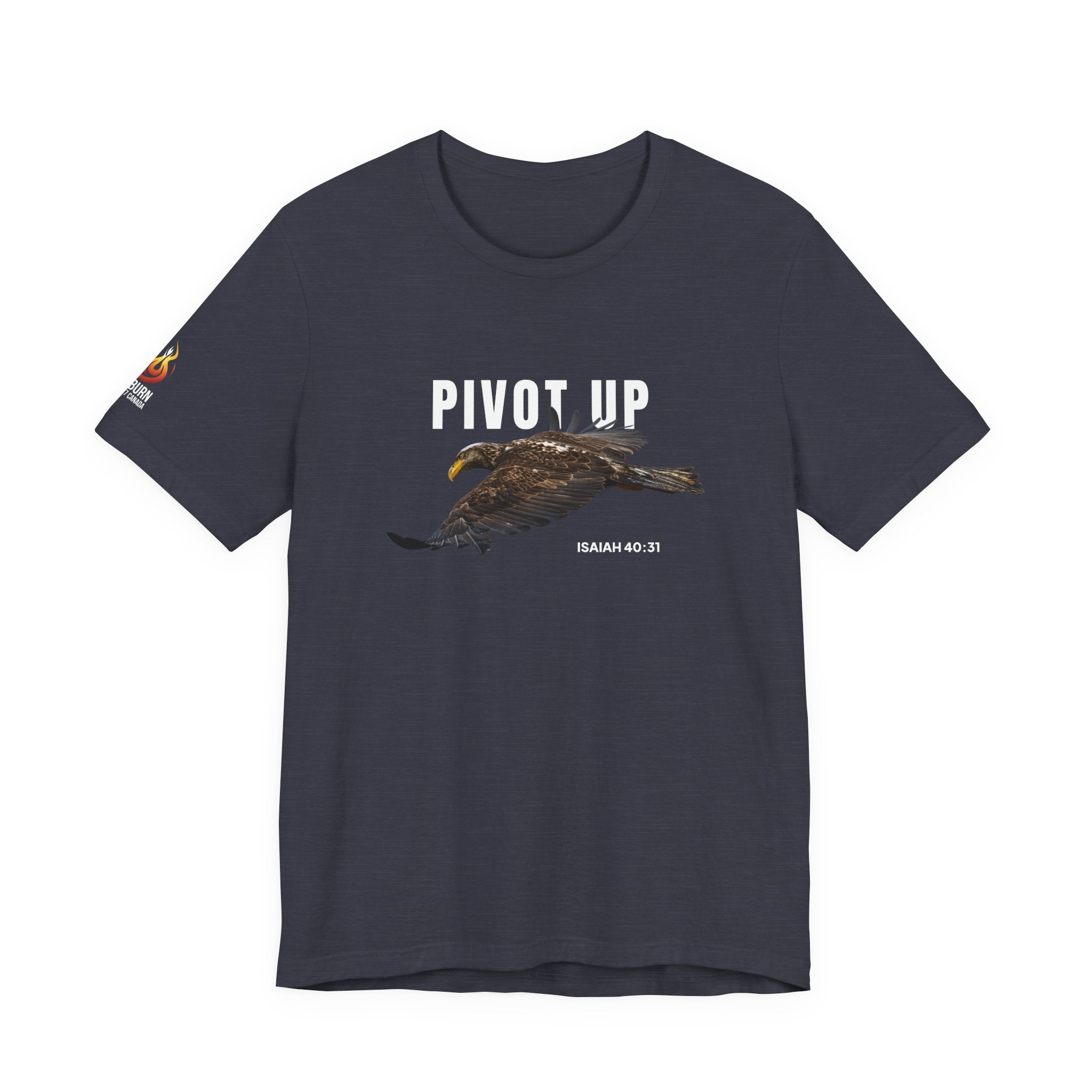 Pivot Up Eagle Tee — Isaiah 40:31 Inspirational Christian Shirt (Dark Colours)