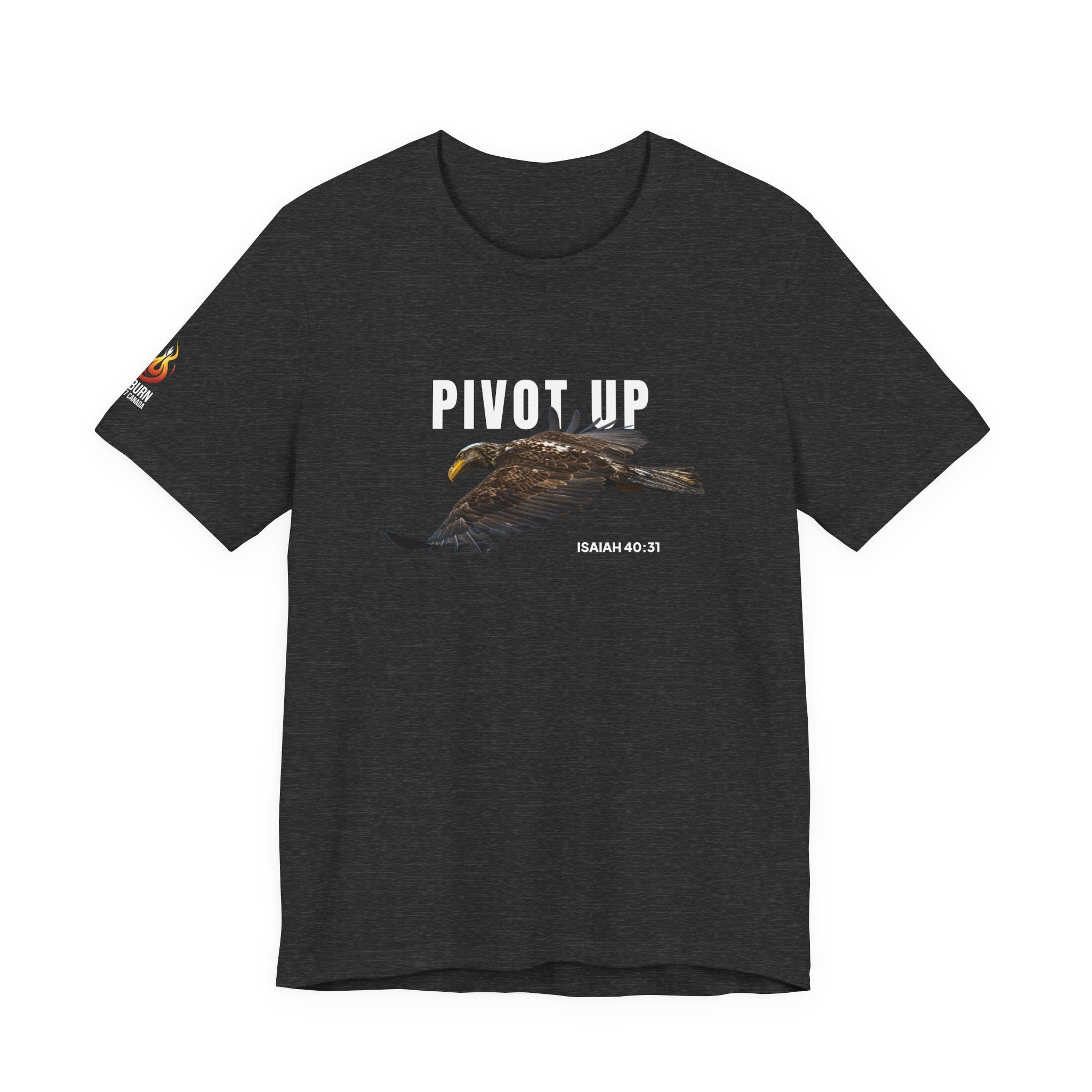 Pivot Up Eagle Tee — Isaiah 40:31 Inspirational Christian Shirt (Dark Colours)