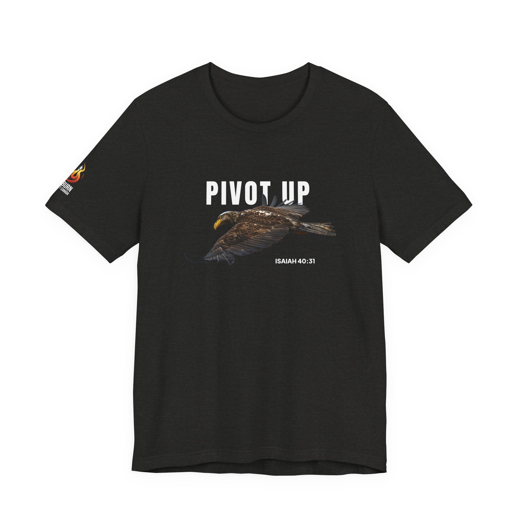 Pivot Up Eagle Tee — Isaiah 40:31 Inspirational Christian Shirt (Dark Colours)