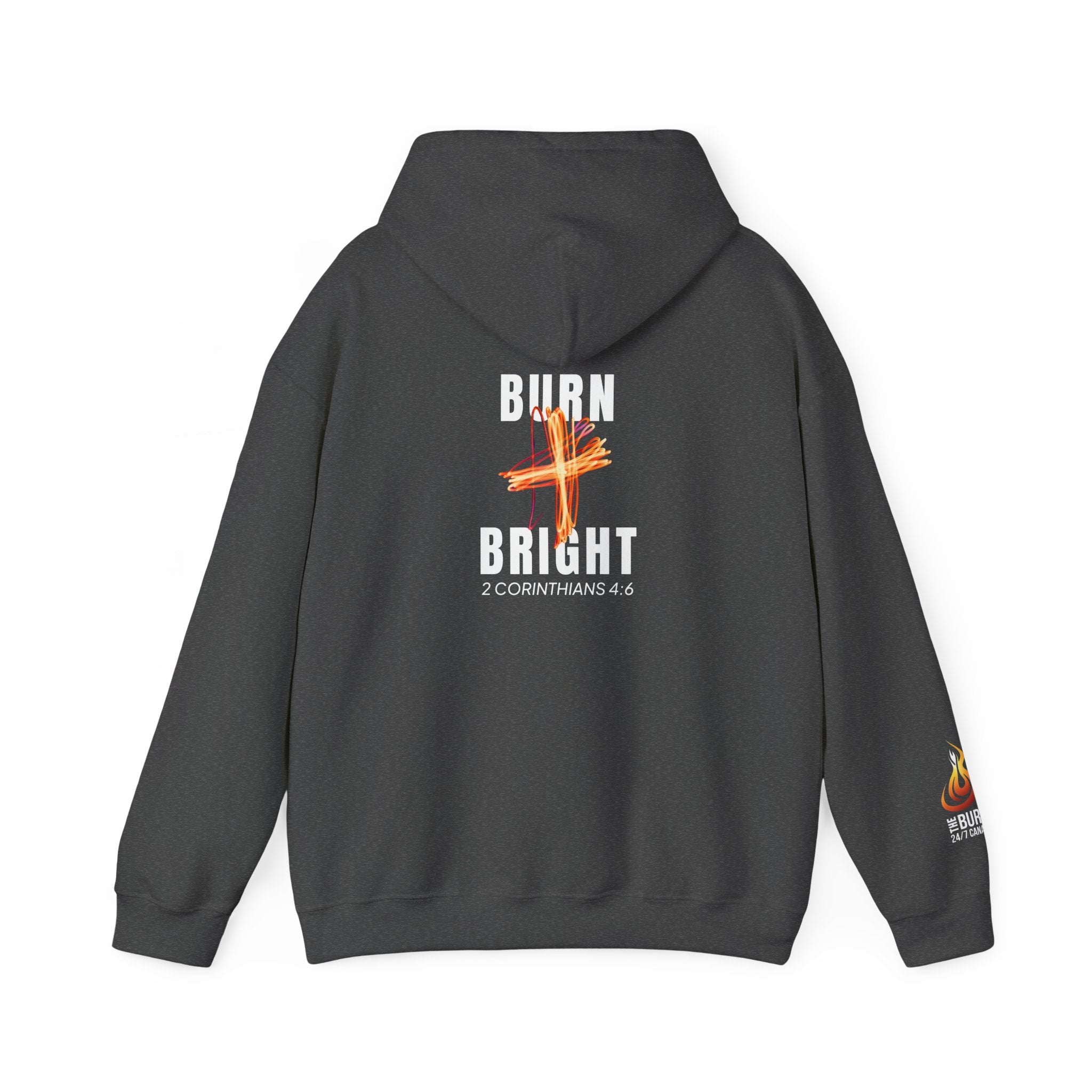 Burn Bright Hoodie — 2 Corinthians 4:6 (Dark Colours)